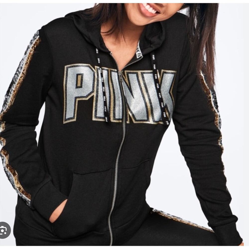 VS Pink Silver and Gold Sequin 2 Piece warm up suit RARE - Picture 4 of 10